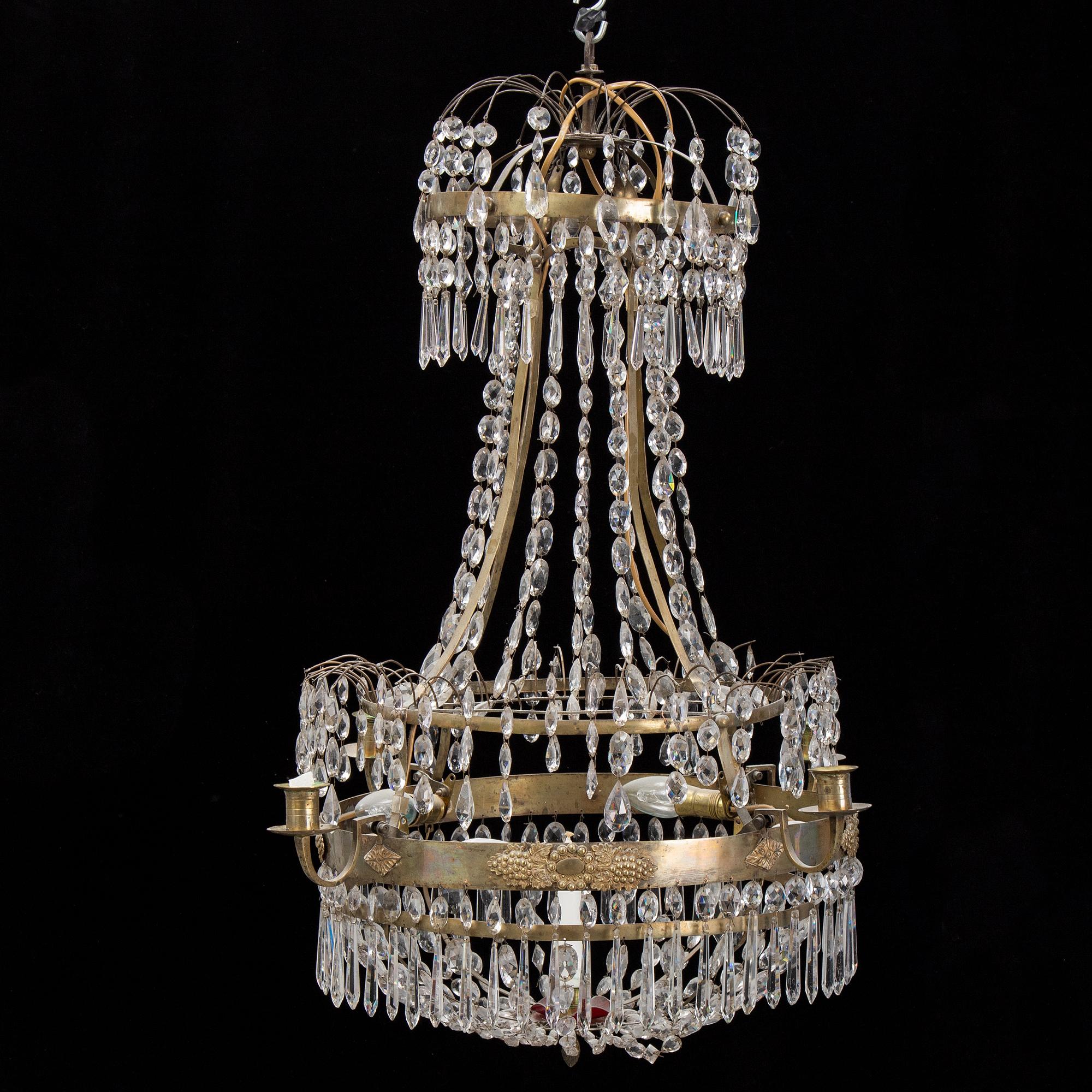 A Swedish Empire chandelier, first half of the 19th century.