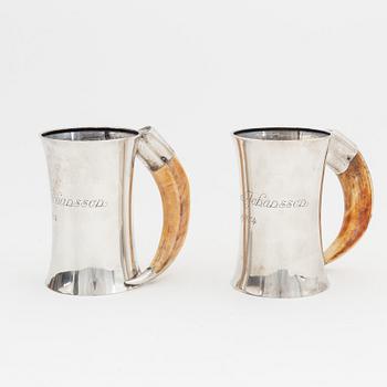 Two silver tankards by Axel Bergman Stockholm 1903 & 1904.