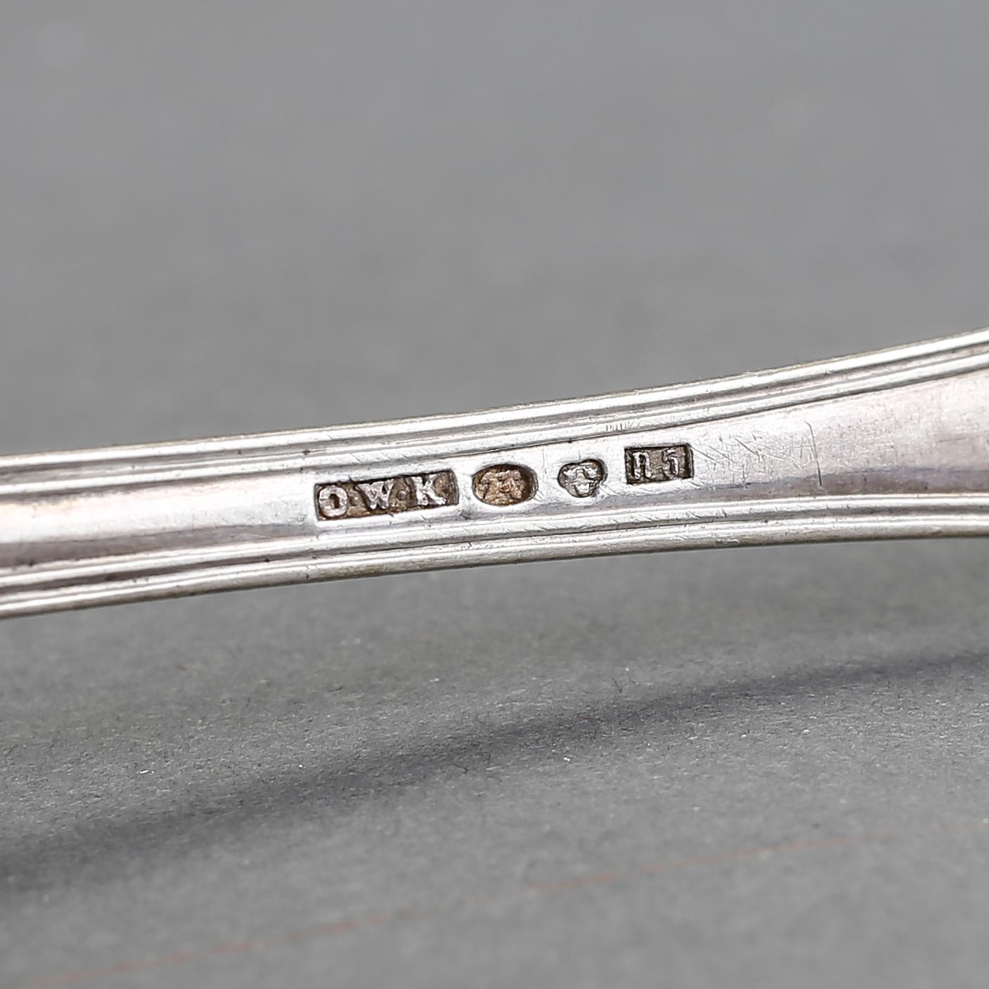 SKEDAR, 12 st, silver, "gammal fransk", bla Otto Wilhelm Kjellberg, Västerås, 1871. Vikt ca 190g.