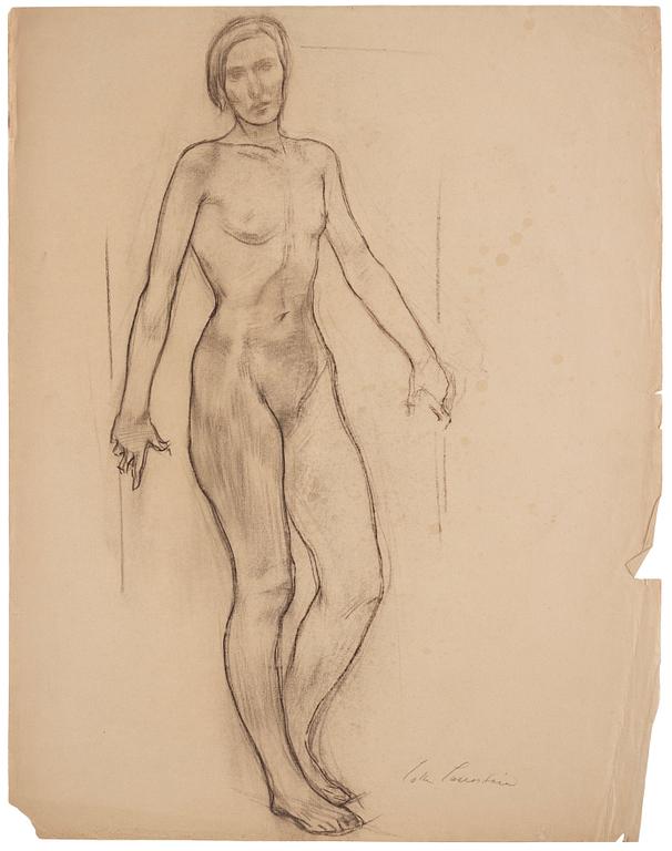 Lotte Laserstein, Traute in front of the mirror, sketch for the painting of the same title.