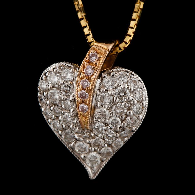 HALSSMYCKE, hänge 18k guld samt vitguld med mindre briljantslipade diamanter tot ca 0,5ct. Tot vikt ca 3 gram.
