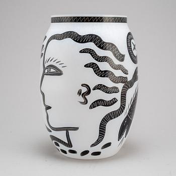 ULRICA HYDMAN-VALLIEN, a glass vase, from Kosta Boda. signed.