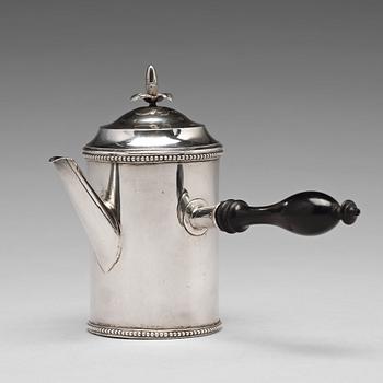 178. A Swedish 18th century silver coffee-/ milk- pot, mark of Erik Holmberg, Lund 1795.