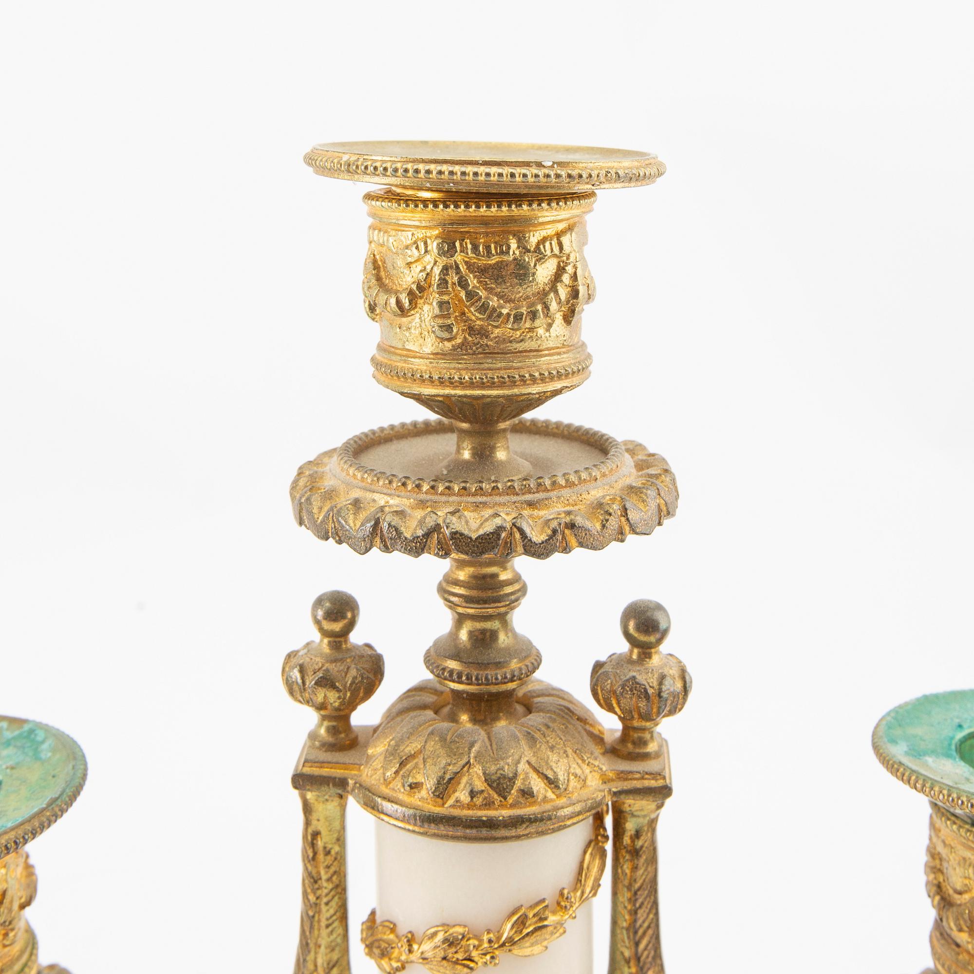 Table garniture 3 pcs, Louis XV style, late 19th century.
