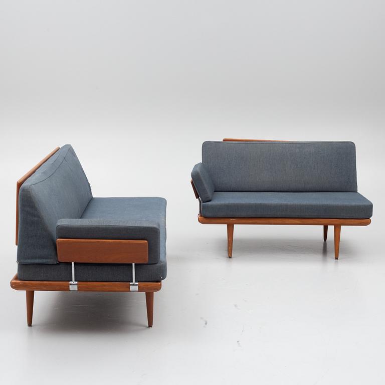 Peter Hvidt & Orla Mølgaard Nielsen, a corner sofa with table, three pieces, 'Minerva', France & Daverkosen, Denmark, 1950s/1960s.