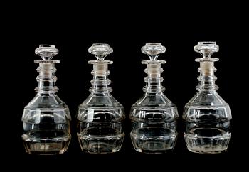KARAFFER, 4 st, glas, 1800-talets mitt.