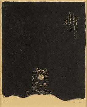 John Bauer, litografi, ur sviten "Troll", 1915, signerad JB i trycket.