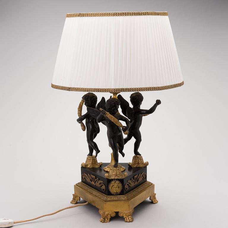 AN EMPIRE STYLE TABLE LAMP, late 19th century.