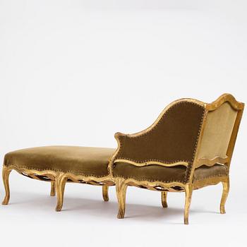 A French Louis Xv giltwood lit de repos, later part 18th century.
