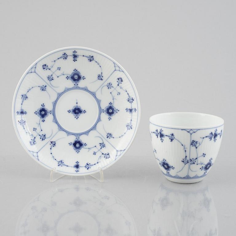 A large 'Blue Fluted Plain' porcelain tea cup with saucer, Royal Copenhagen, model 78, 1893-1900.