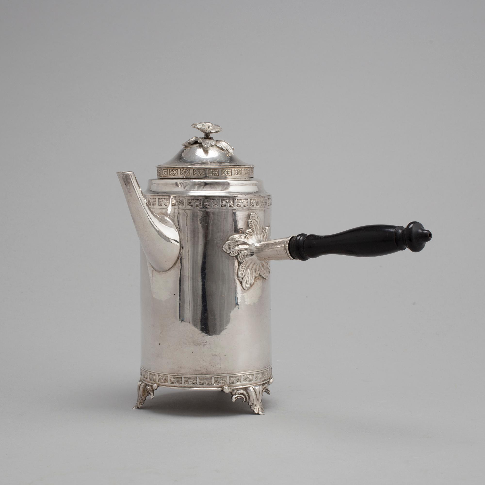 A Swedish 18th century silver coffee-pot, mark of Olof Yttreaus, Uppsala 1780.