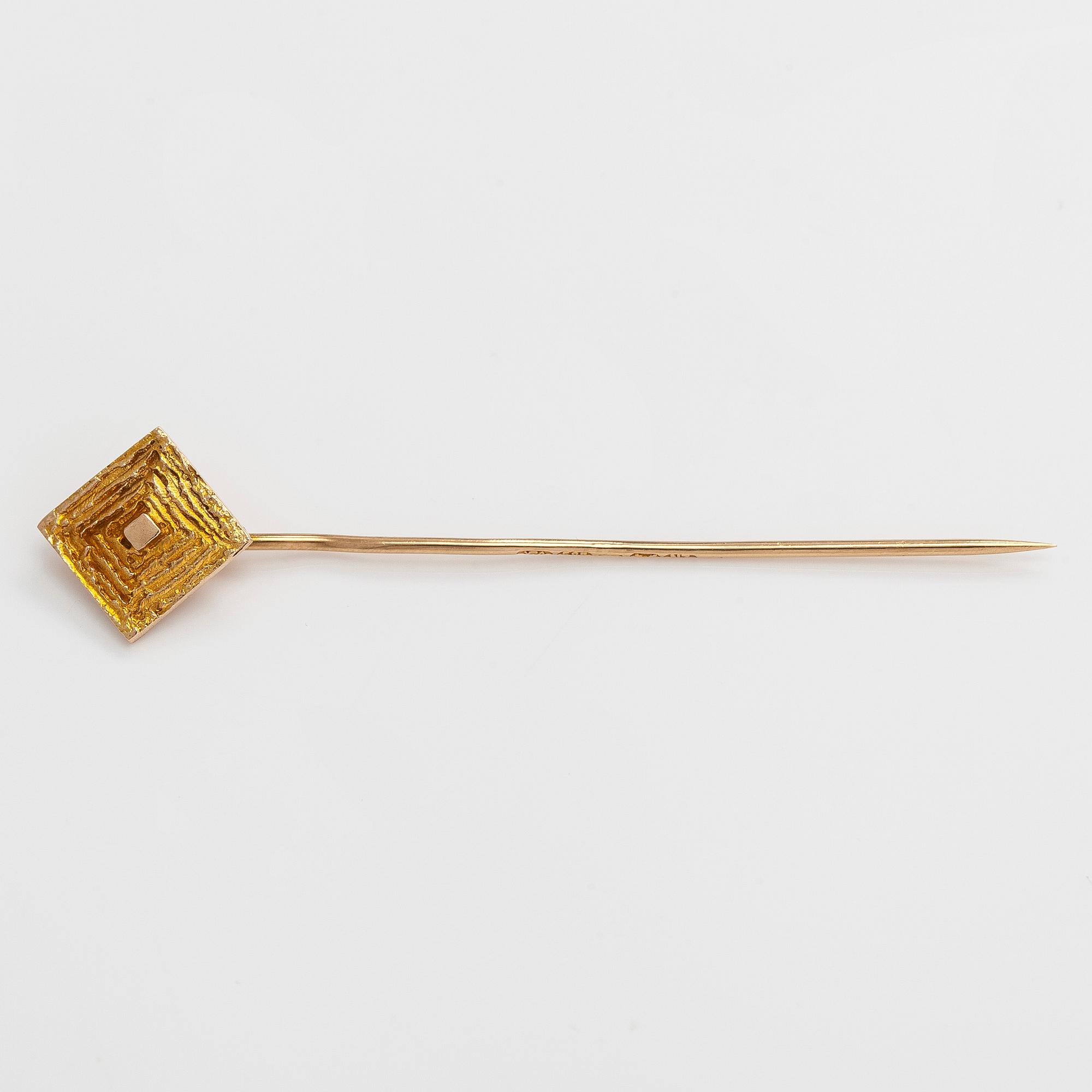 Björn Weckström, frackknappar och slipsnål "Ruta", 14K guld, Lapponia 1966, 1968.