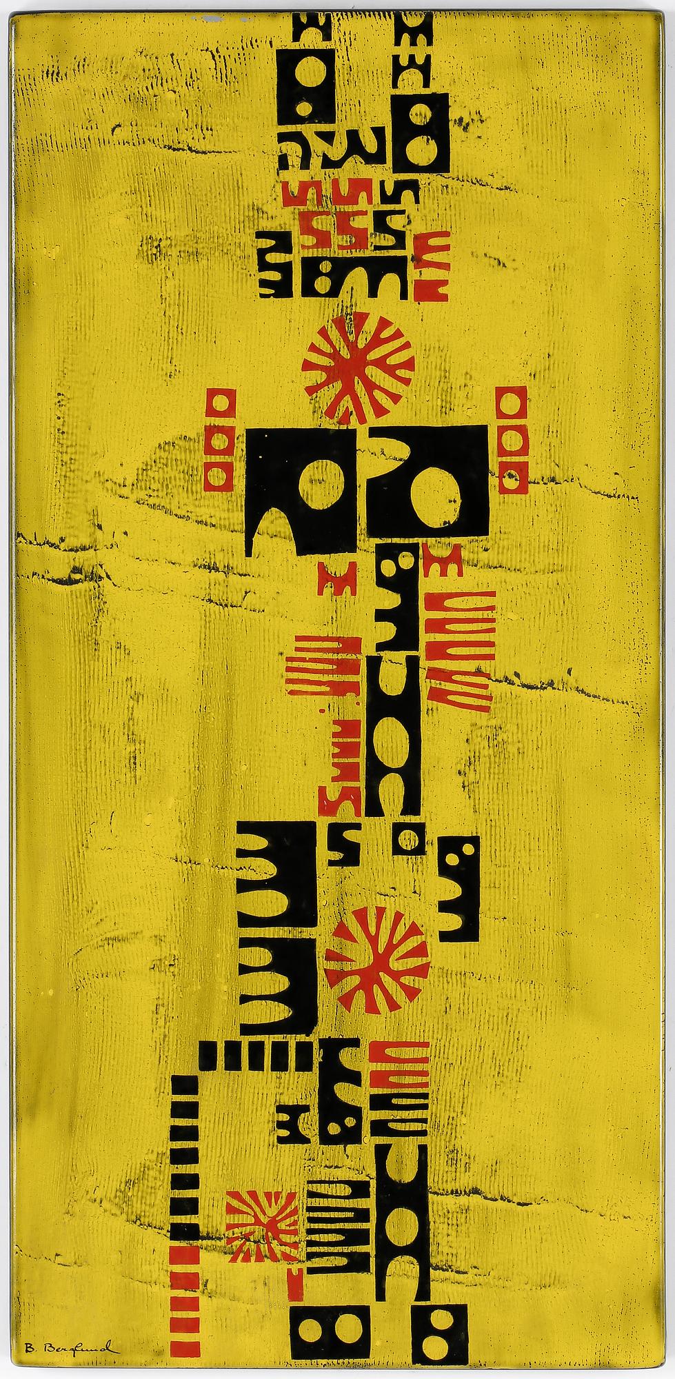 VÄGGPLATTA, emalj på plåt, Bengt Berglund, numrerad 55/150, Gustavsberg 1966.