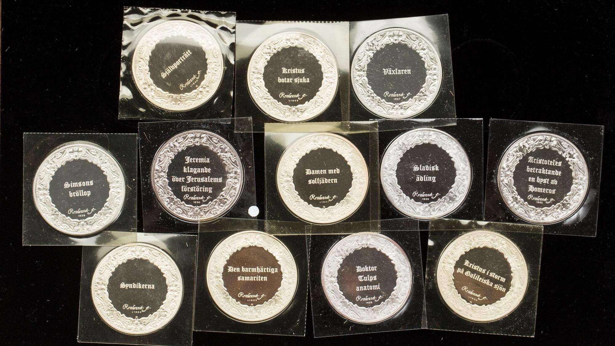 MEDALJER, ca 143 st, sterlingsilver, Franklin Mint, 1900-talets fjärde kvartal. Total vikt ca 6200 gram.