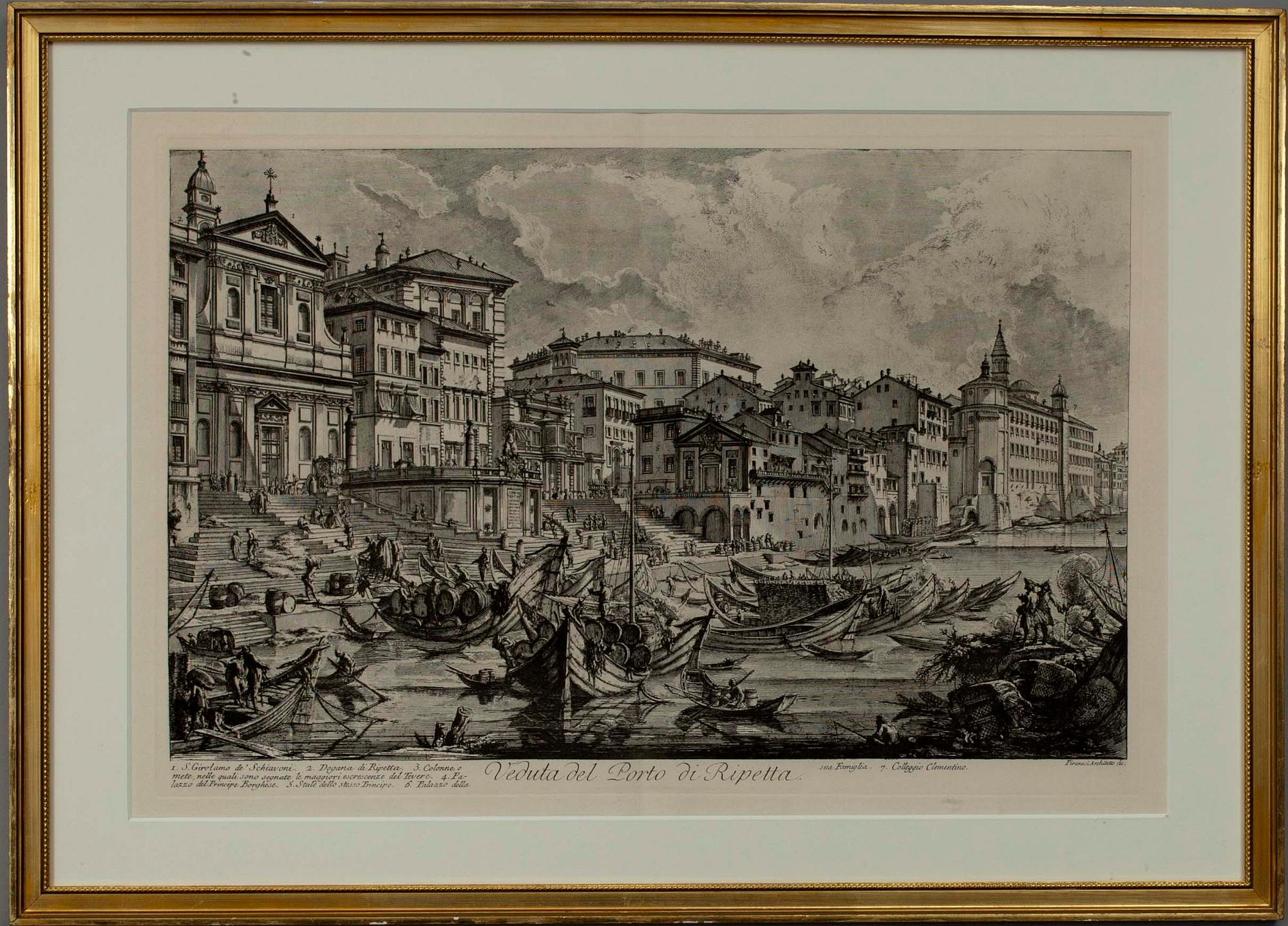 GIOVANNI BATTISTA PIRANESI, KOPPARSTICK, senare avdrag, Veduta del Porto di Ripetta.