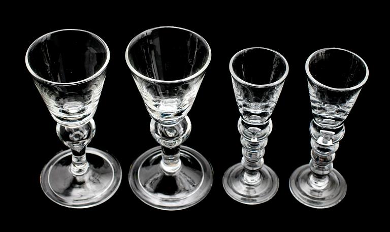 VINGLAS, 8 st samt SNAPSGLAS, 12 st, Reijmyre, 1900-talets andra hälft.