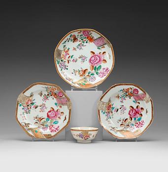 510. A set of famille rose dishes and bowl, Qing dynasty, Qianlong (1736-95).