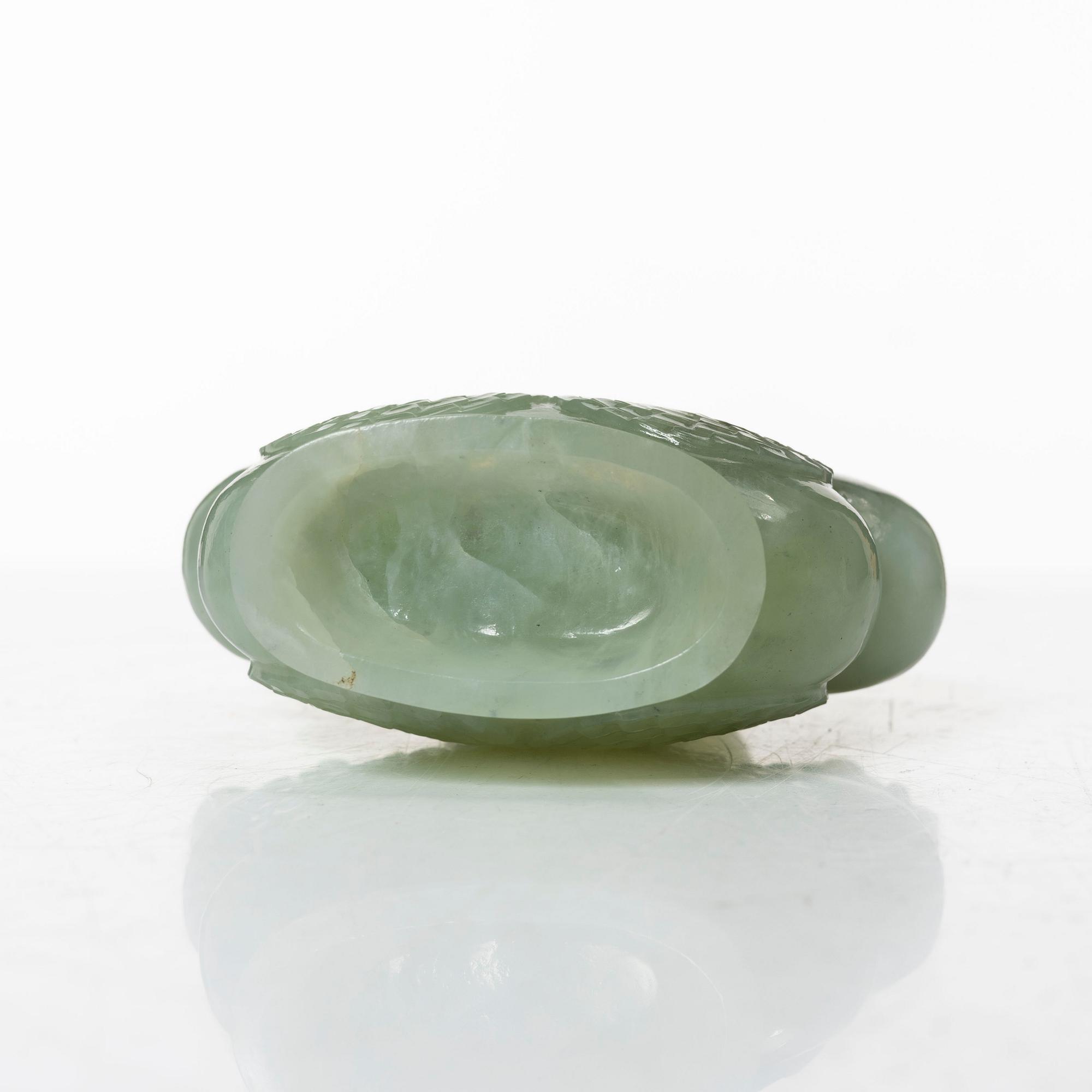 A Chinese urn with cover / censer, green stone, 20th century.