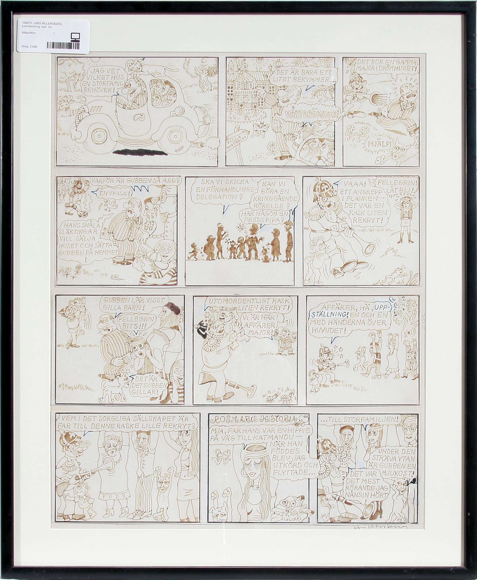 LARS HILLERSBERG, tuschteckning, sign.