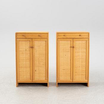 Yngve Ekström, two 'Furubo' pine and rattan cupboards, Swedese, mid 20th century.