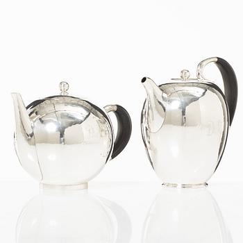 Georg Jensen, a set of four pieces tea and coffee service, sterling silver, design Johan Rohde, 533 and 787, Copenhagen.