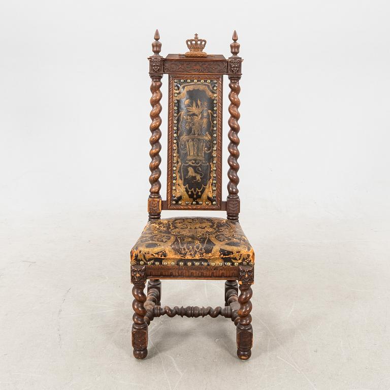 A Swedish baroque style chair dated 1882.