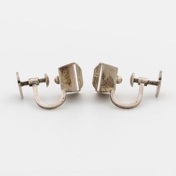 WIWEN NILSSON, a pair of silver ear rings, Lund 1970,