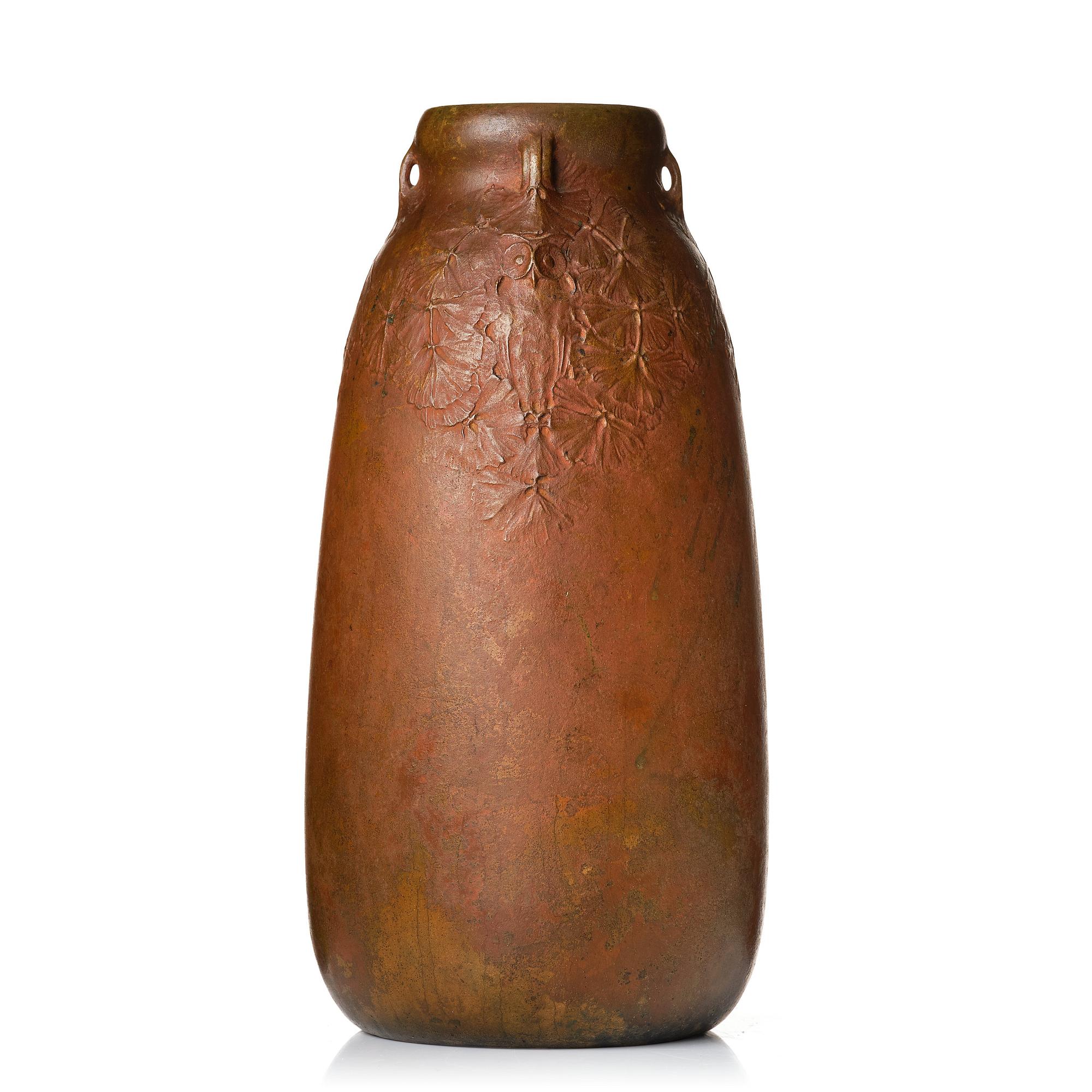 Hugo Elmqvist, an Art Nouveau patinated bronze vase, Stockholm early 1900's.