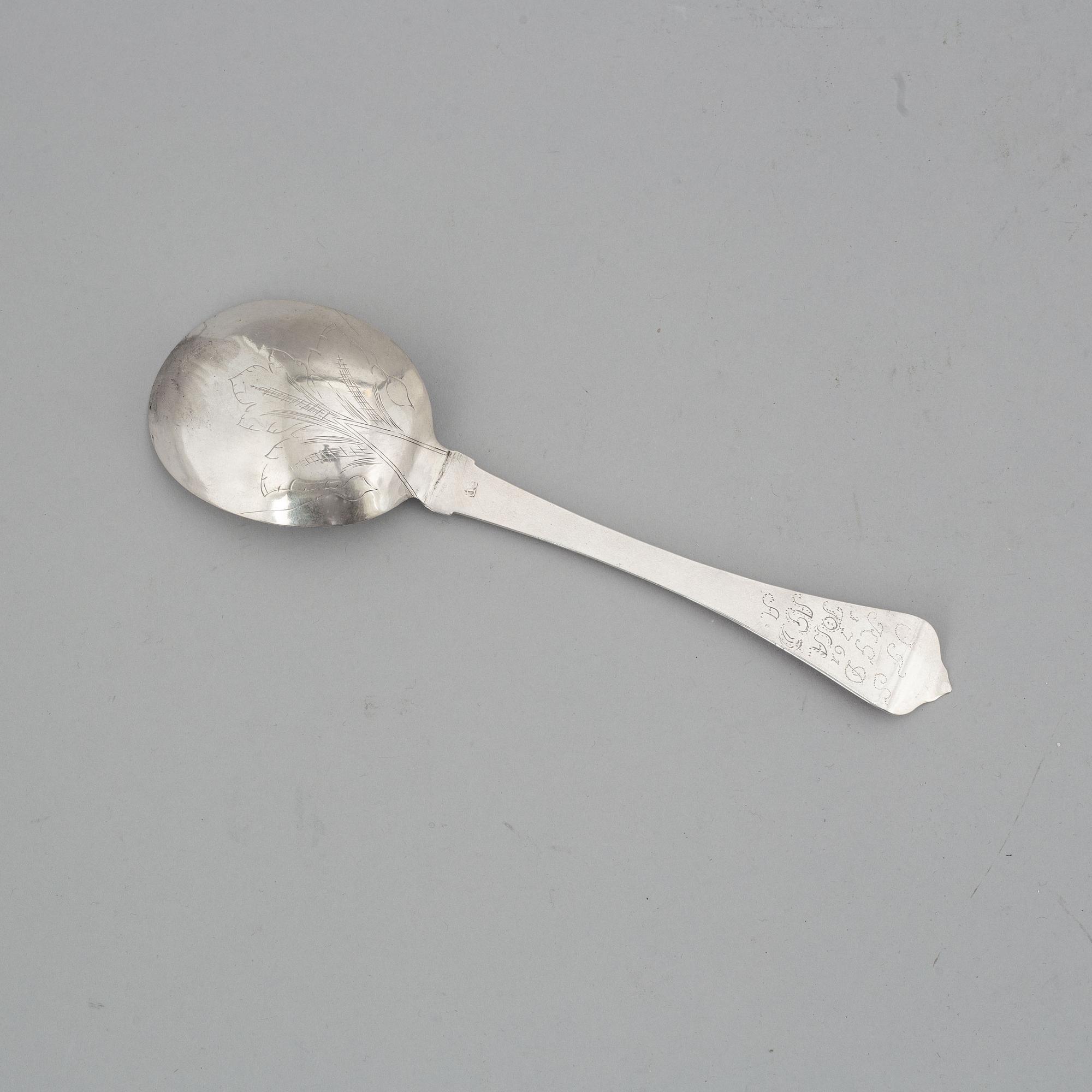 A Norwegian silver spoon, probably Emmich Römer, Bragernes, circa 1750.