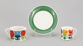 TE- OCH KAFFESERVIS, 19 delar. Benporslin, "Tahiti", Stig Lindberg, Gustavsberg, 1970-tal.