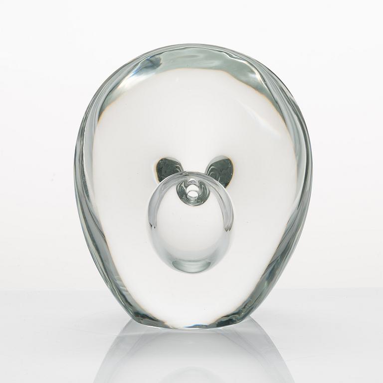 Timo Sarpaneva, glasskulptur 3567, "Sittande fågel", signerad Timo Sarpaneva Iittala.