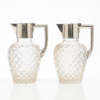 Decanters, a pair, silver and glass, mark of Axelsons, GAB, Stockholm, Sweden 1899.