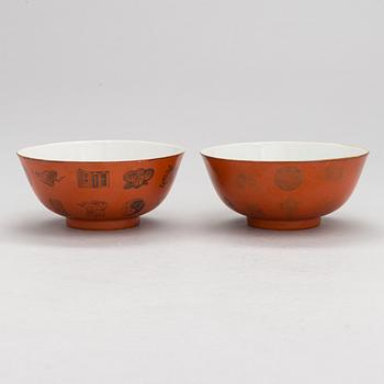 Five Chinese bowls, first half of the 20th century.