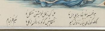 Sidenmålningar, ett par, Persien, omkring år 1900.