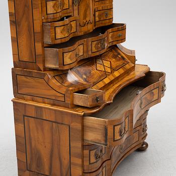 A South German late Baroque marquetry 'Tabernakelschrank' writing cabinet, first part of the 18th century.
