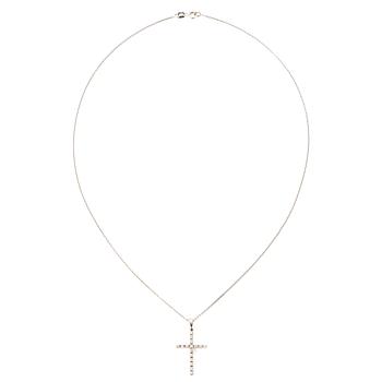 Hänge i form av kors 14K vitguld med briljantslipade diamanter, med kedja i 14K vitguld.