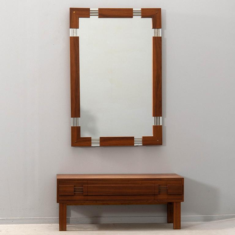 Hall furniture 2 pcs Glass & Wood Hovmantorp 1970s model 7009.