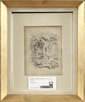 (klart) LUDWIG RICHTER, teckning, sign, 1800-tal.