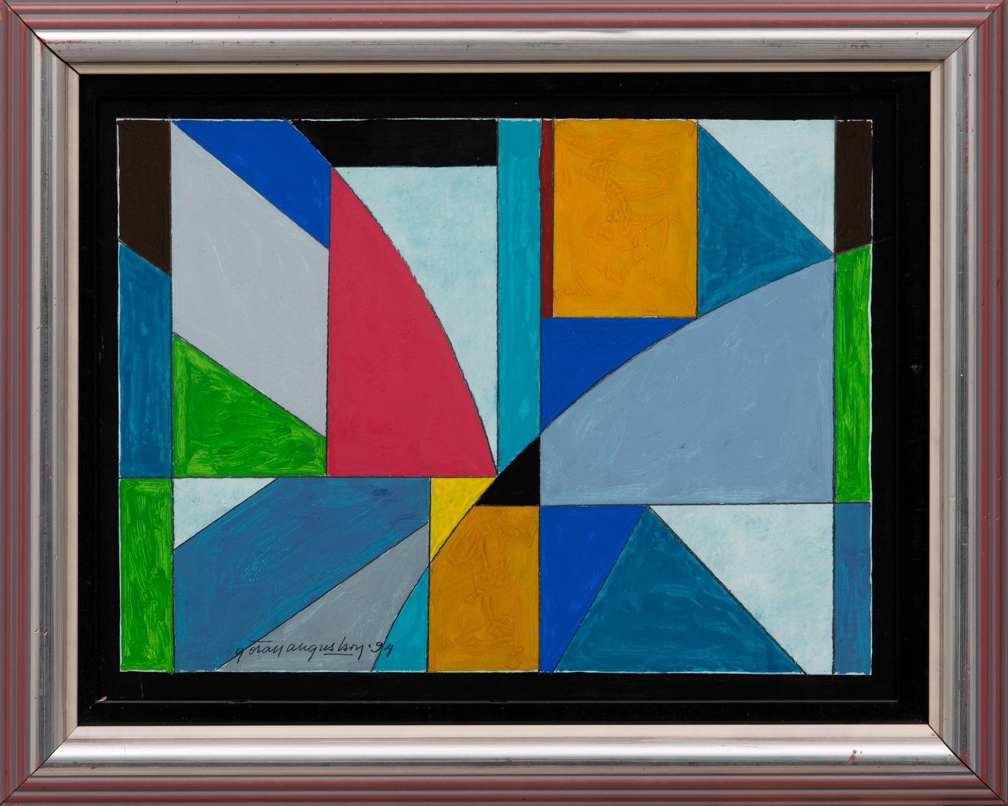 GÖRAN AUGUSTSON, sekatekniikka kovalevylle, signeerattu ja päivätty -94.