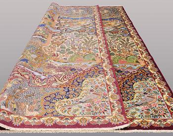 A CARPET, Figural Kashmar, ca 395 x 297 cm.