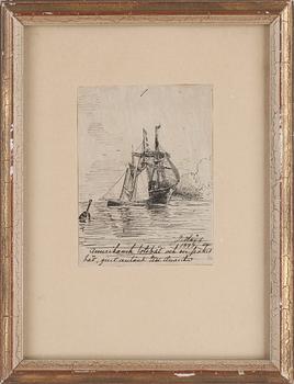 Jacob Hägg · JACOB HÄGG, tuschteckning, signerad och daterad 1877