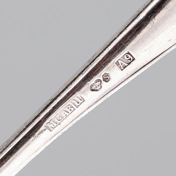 BESTICK, 16 delar, silver, MGAB, Uppsala 1950-tal. Total vikt med stålblad ca 692 g.