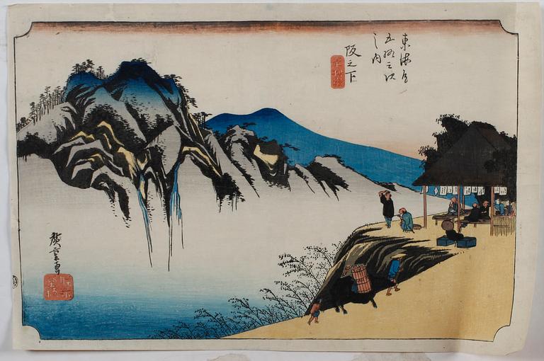 HIROSHIGE II, troligen, träsnitt, Japan 1800-tal.