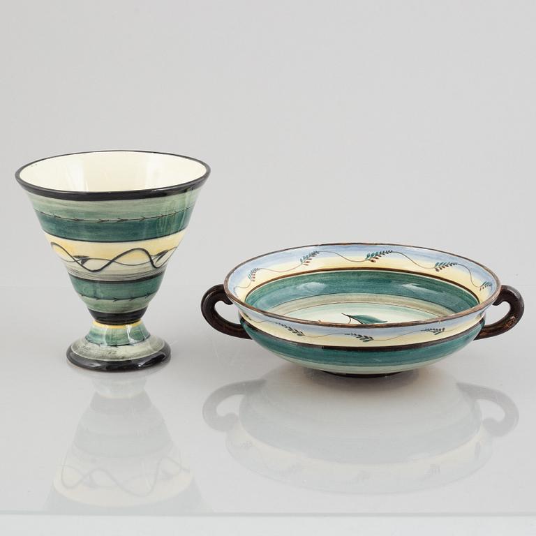 Ilse Claesson, a bowl and vase, Rörstrand, 1920's/30's.