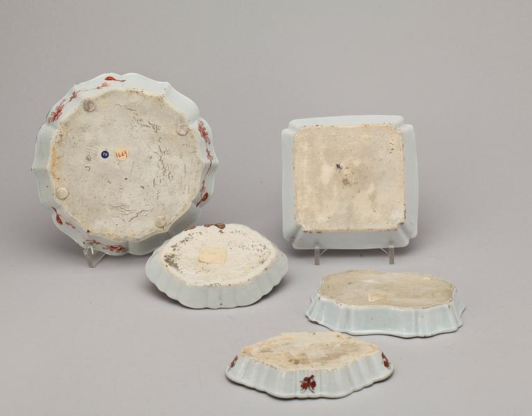 SKEDFAT, fem stycken, kompaniporslin. Qing dynastin, Qianlong (1736-95).