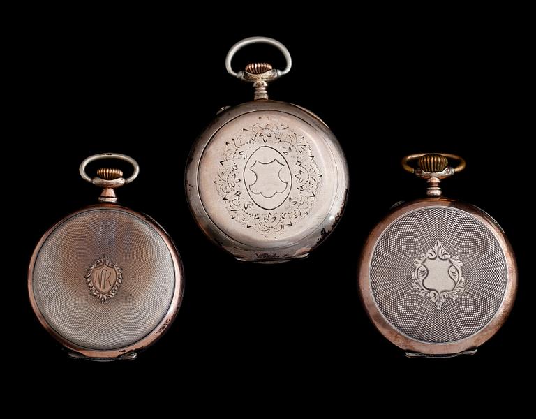 FICKUR, 3 st, herr, silver, tidigt 1900-tal.