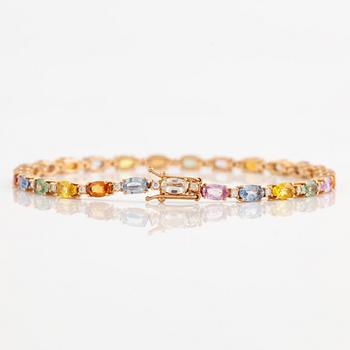 Bracelet 18K gold with multi-coloured sapphires and brilliant-cut diamonds.