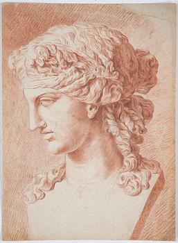 OKÄND KONSTNÄR, 3 st teckningar i rödkrita, osignerade, 1700/1800-tal.