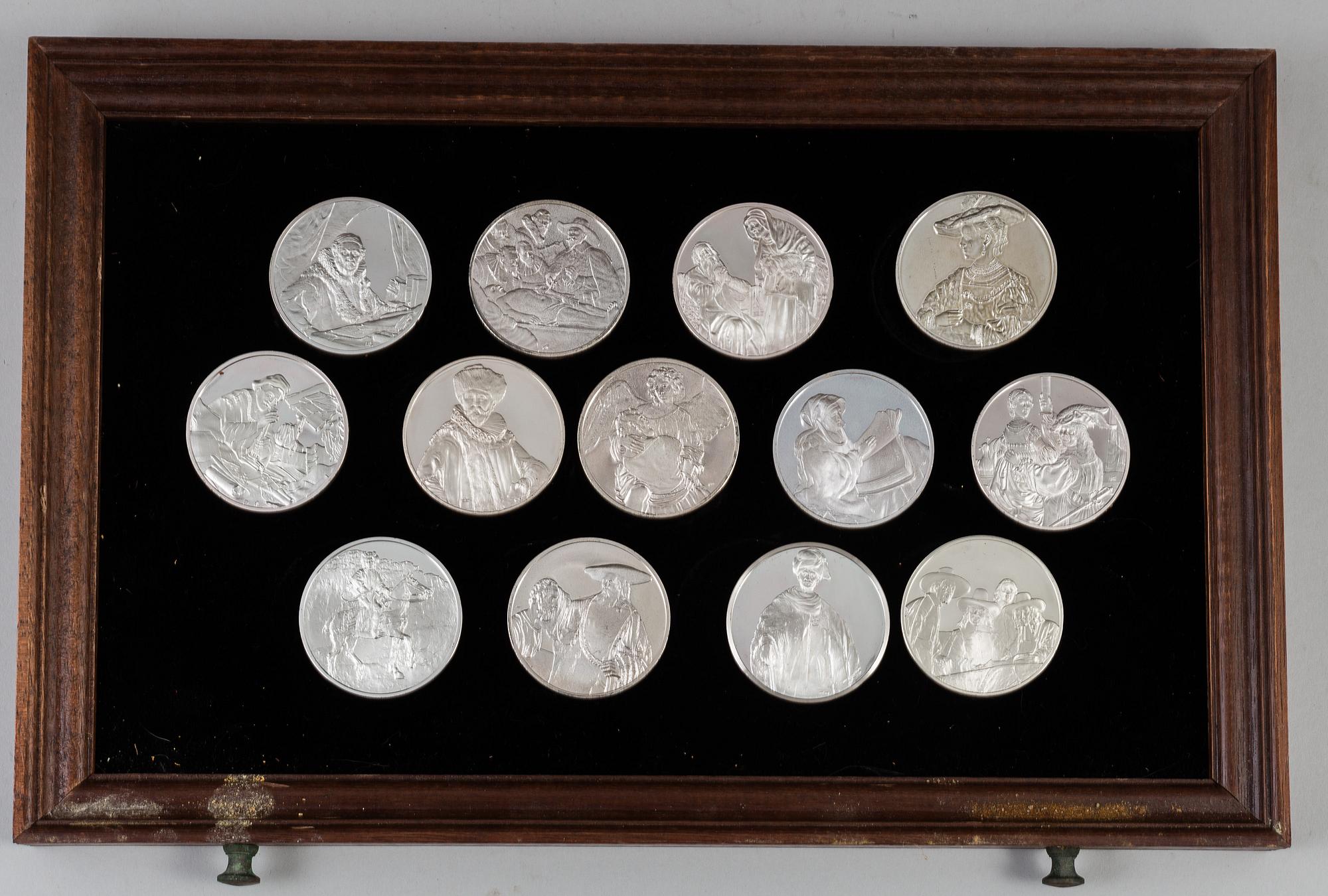 SAMLARMEDALJER, 50 st, sterlingsilver, "Rembrandt i silver", Franklin Mint AB, 1974.
