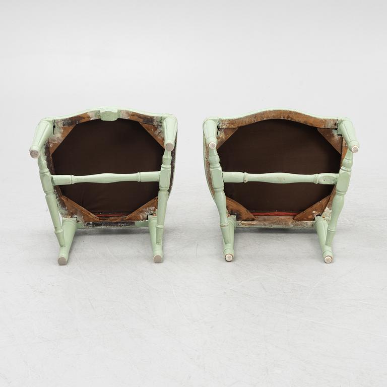 Stolar, två stycken, en av Johan Erik Höglander (mästare i Stockholm 1777-1813), Gustavianska, sent 1700-tal.